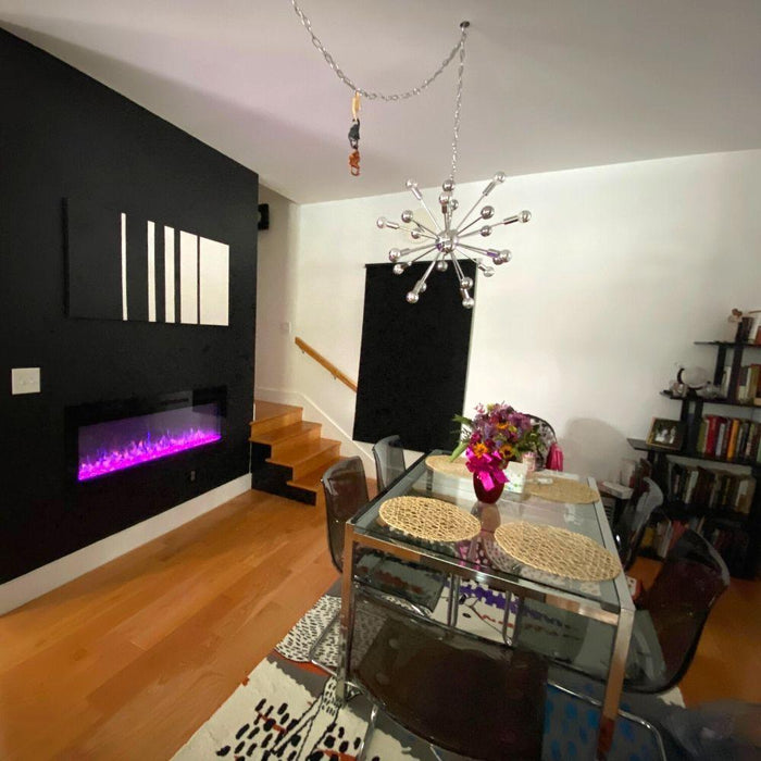 Modern Blaze Recessed / Wall Mounted Electric Fireplace with Multicolor Flame