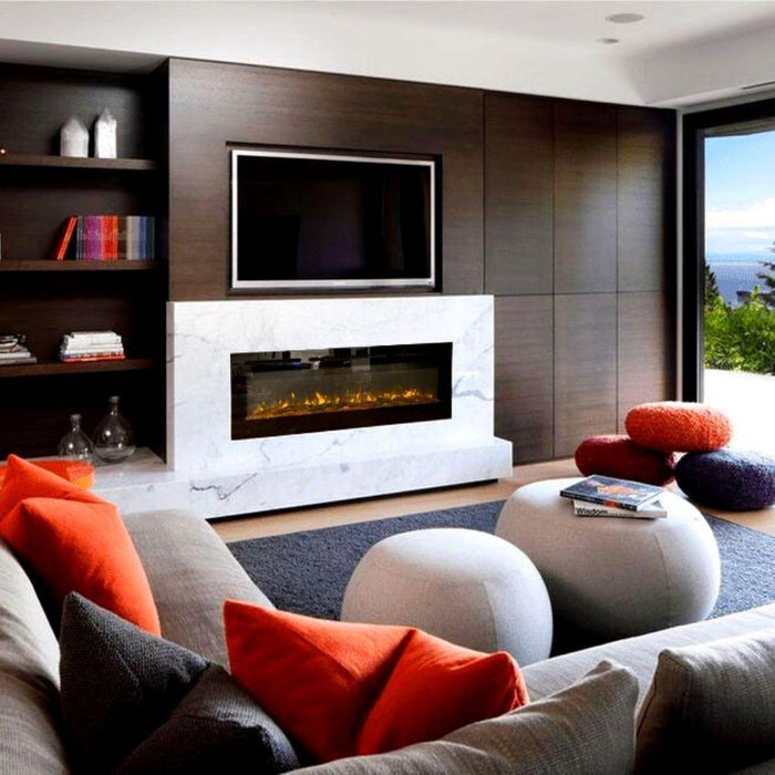 Modern Blaze Recessed / Wall Mounted Electric Fireplace with Multicolor Flame