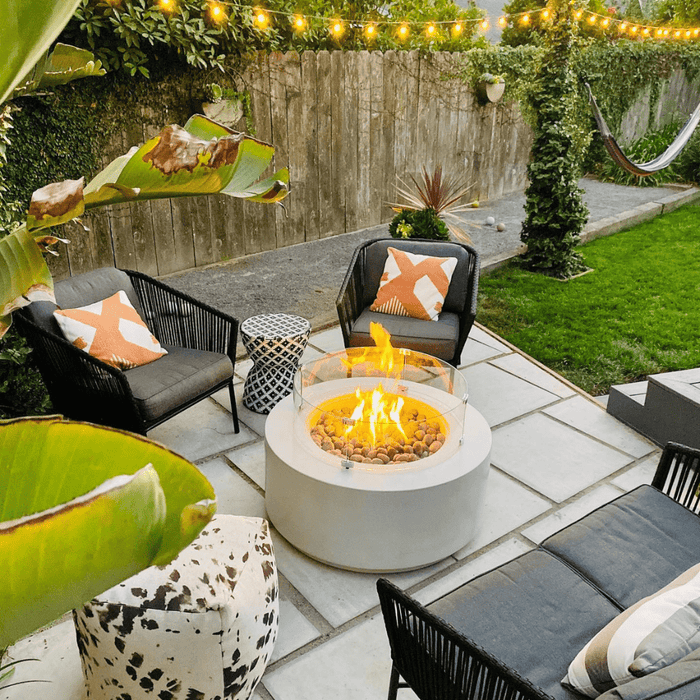 Modern Blaze Oblica Round Concrete Fire Pit Table