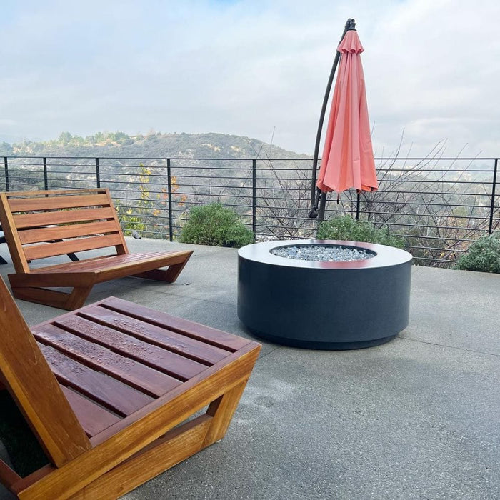 Modern Blaze Oblica Round Concrete Fire Pit Table