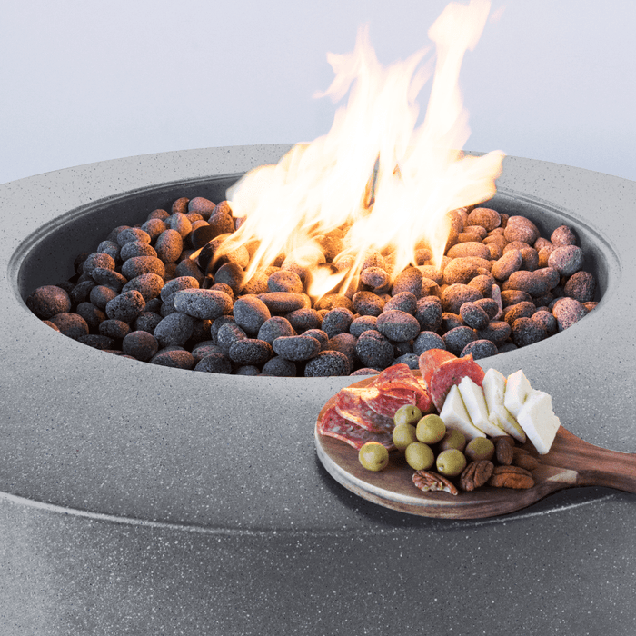 Modern Blaze Oblica Round Concrete Fire Pit Table