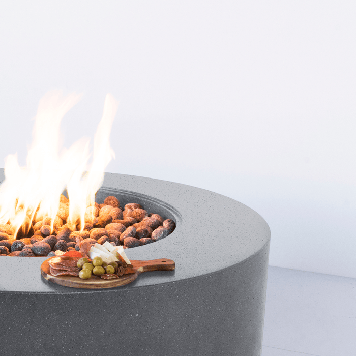 Modern Blaze Oblica Round Concrete Fire Pit Table