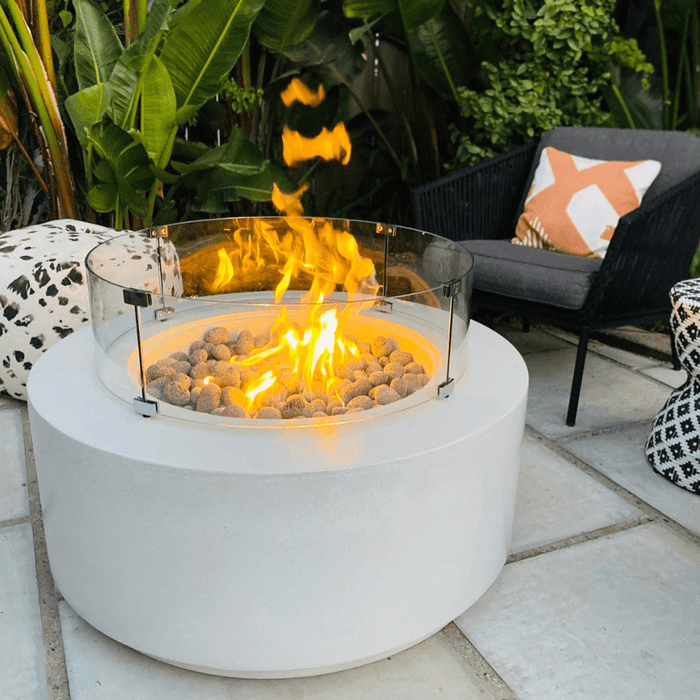 Modern Blaze Oblica Round Concrete Fire Pit Table