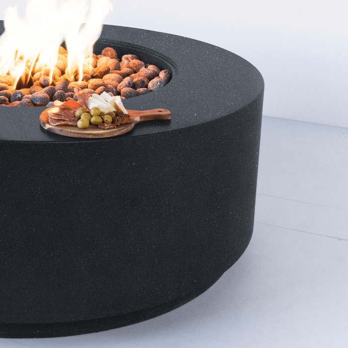 Modern Blaze Oblica Round Concrete Fire Pit Table