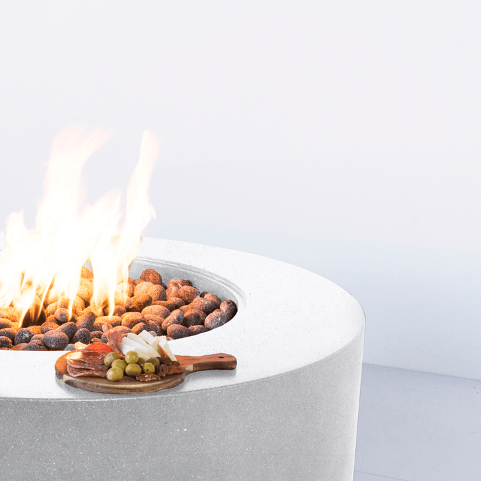 Modern Blaze Oblica Round Concrete Fire Pit Table