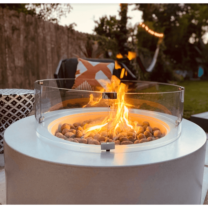 Modern Blaze Oblica Round Concrete Fire Pit Table