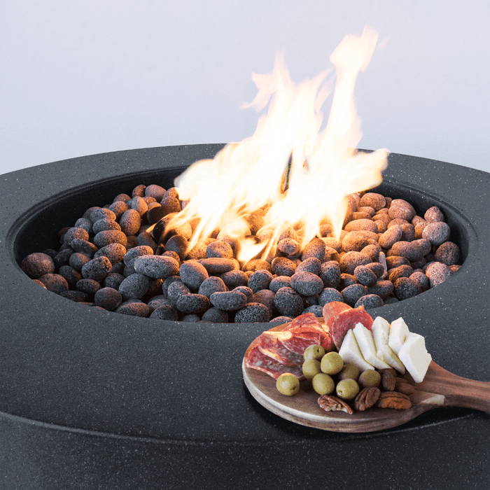 Modern Blaze Oblica Round Concrete Fire Pit Table