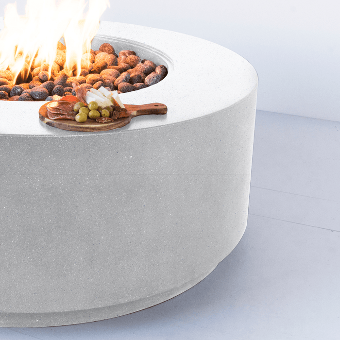 Modern Blaze Oblica Round Concrete Fire Pit Table