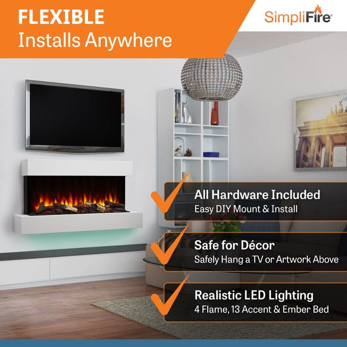 Simplifire Format 36-Inch Wall-Mounted Electric Fireplace With Mantel Options (SF-FORMAT36)