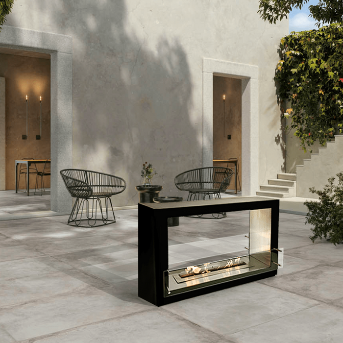 The Bio Flame Sek XL 53-Inch Free Standing See-Through Ethanol Fireplace