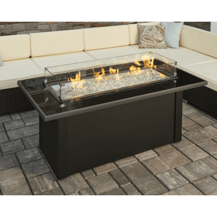 The Outdoor GreatRoom Company Monte Carlo 59-Inch Linear Gas Fire Pit Table (MCR-1242-BLK-K)