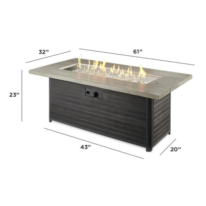 The Outdoor GreatRoom Company Cedar Ridge 61-Inch Linear Gas Fire Pit Table (CR-1242-K)