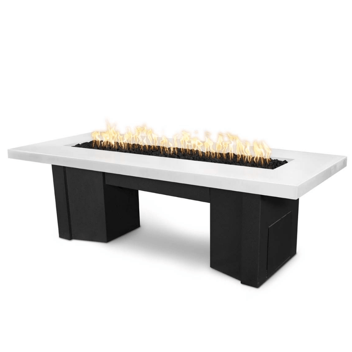 Top Fires Alameda Black and White Steel Gas Fire Pit Table - Electronic