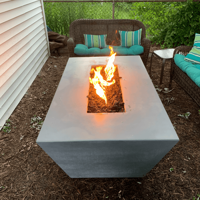 Top Fires Angelus 60-Inch Rectangular GFRC Gas Fire Pit Table - Electronic