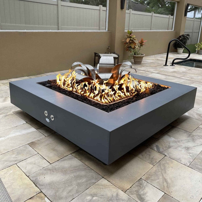 Top Fires Cabo Square GFRC Gas Fire Pit Table - Flame Sense