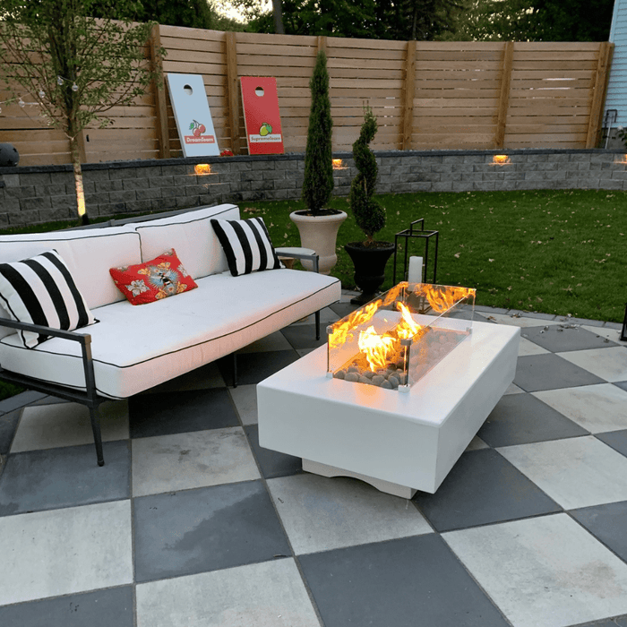 Top Fires Del Mar 84-Inch Rectangular GFRC Gas Fire Pit - Flame Sense