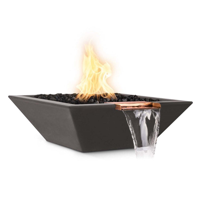 Top Fires Maya 24-Inch Square Concrete Gas Fire and Water Bowl - Match Lit (OPT-24SFW)