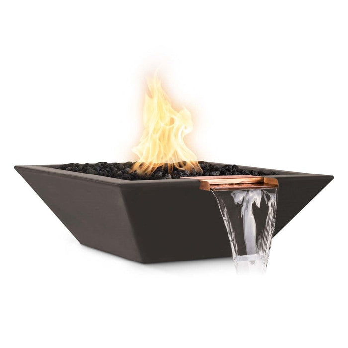 Top Fires Maya 24-Inch Square Concrete Gas Fire and Water Bowl - Match Lit (OPT-24SFW)