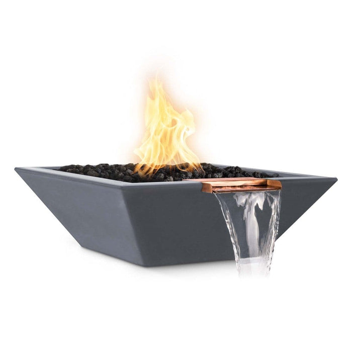 Top Fires Maya 24-Inch Square Concrete Gas Fire and Water Bowl - Match Lit (OPT-24SFW)