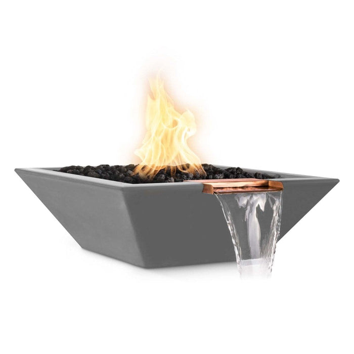 Top Fires Maya 24-Inch Square Concrete Gas Fire and Water Bowl - Match Lit (OPT-24SFW)