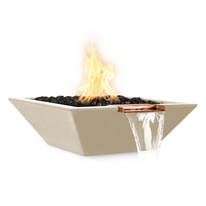 Top Fires Maya 24-Inch Square Concrete Gas Fire and Water Bowl - Match Lit (OPT-24SFW)