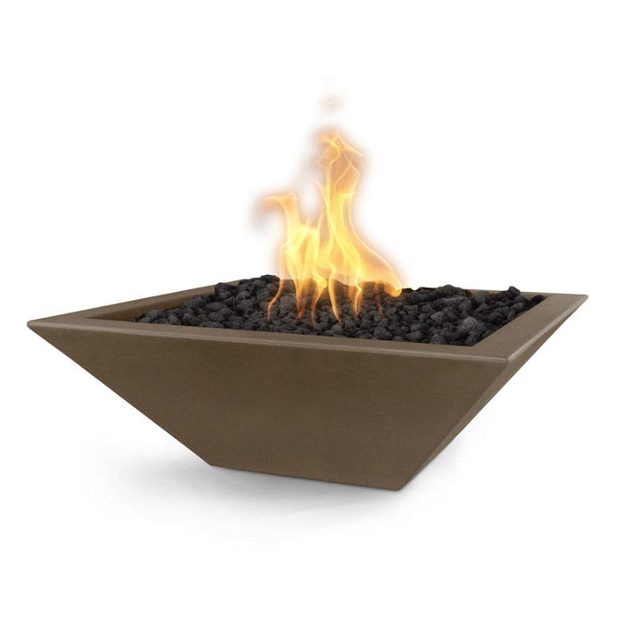 Top Fires Maya 24-Inch Square Concrete Gas Fire Bowl - Electronic (OPT-24SFOE)