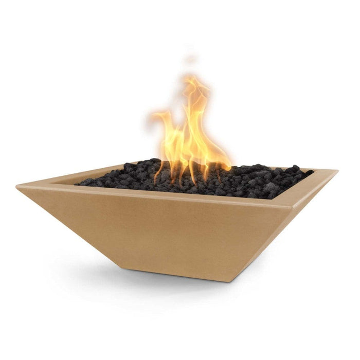 Top Fires Maya 24-Inch Square Concrete Gas Fire Bowl - Match Lit (OPT-24SFO)