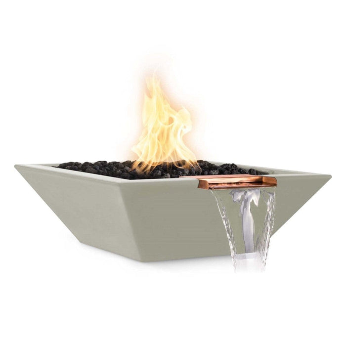 Top Fires Maya 30-Inch Square Concrete Gas Fire and Water Bowl - Electronic (OPT-30SFWE)