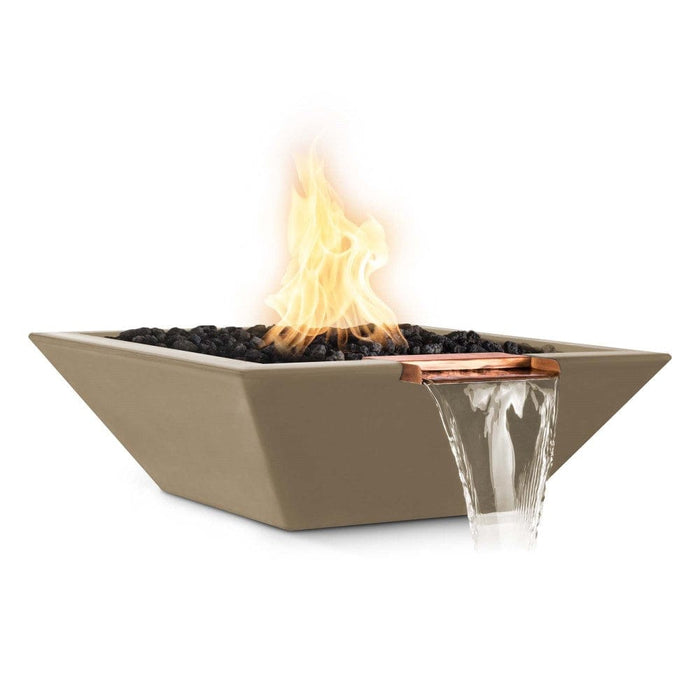 Top Fires Maya 30-Inch Square Concrete Gas Fire and Water Bowl - Electronic (OPT-30SFWE)