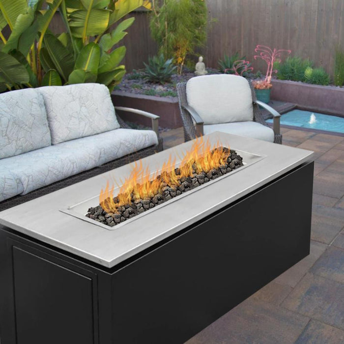 Top Fires Merona 46-Inch Rectangular Fire Pit with Stainless Steel Top - Match Lit (TOP-MC4622)