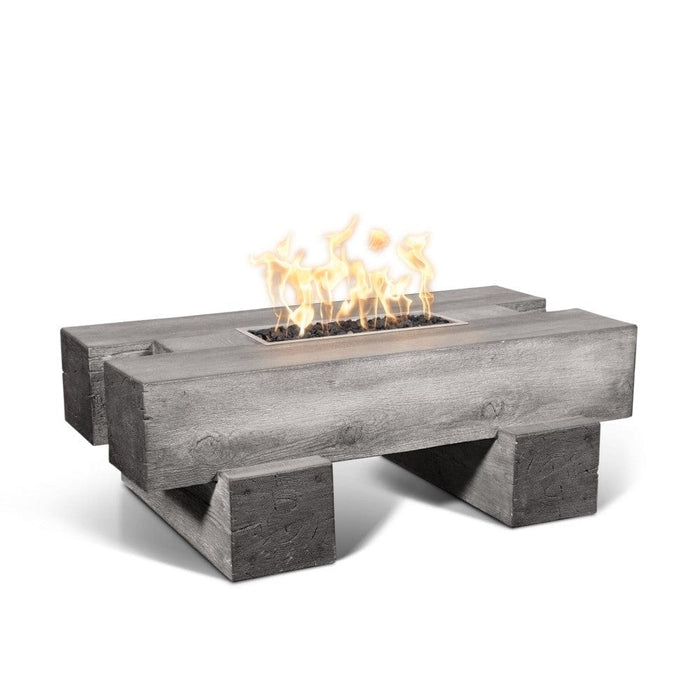 Top Fires Palo Rectangular Wood Grain GFRC Gas Fire Pit Table - Match Lit