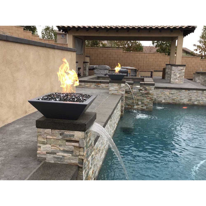 Top Fires Maya 24-Inch Square Concrete Gas Fire Bowl - Match Lit (OPT-24SFO)