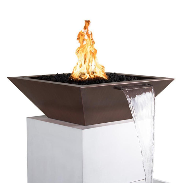 Top Fires Maya 24-Inch Square Hammered Copper Gas Fire and Water Bowl - Match Lit (OPT-24SCFW)