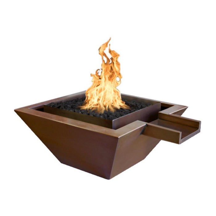 Top Fires Maya 24-Inch Square Copper Gas Fire and Water Bowl - Match Lit (OPT-SQ24FANDW)