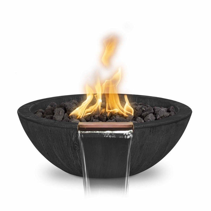 Top Fires Sedona 27-Inch Wood Grain GFRC Gas Fire and Water Bowl - Match Lit