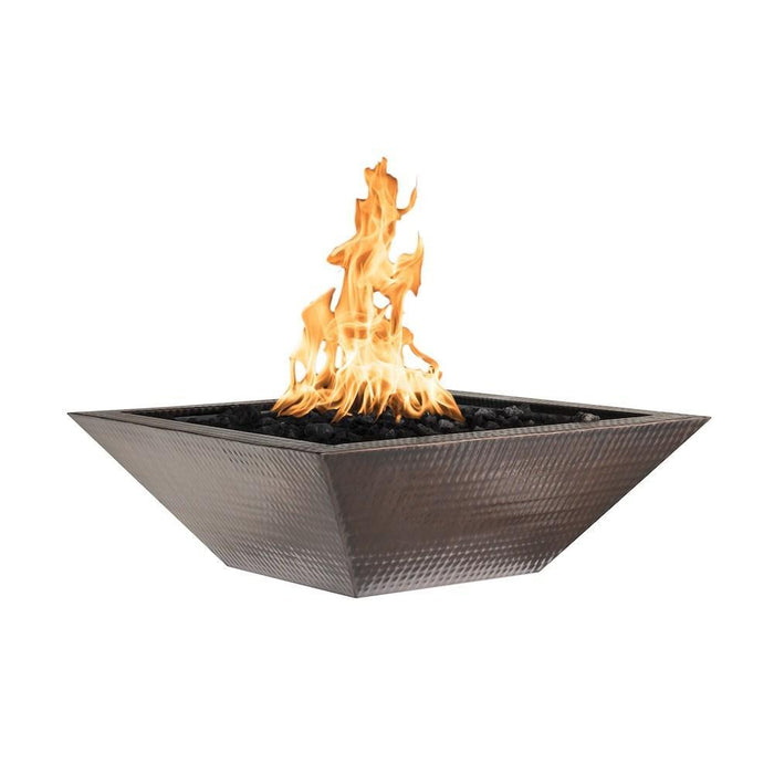 Top Fires Maya 36-Inch Square Copper Gas Fire Bowl - Electronic (OPT-103-SQ36E)