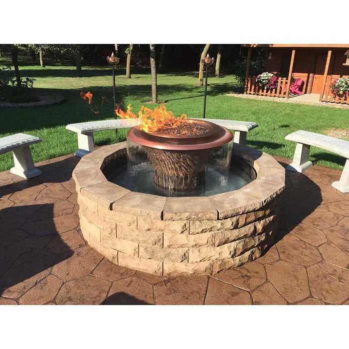 Top Fires Olympian 60" 360 Spillway Copper Gas Fire and Water Bowl - Match Lit (OPT-OLY60)