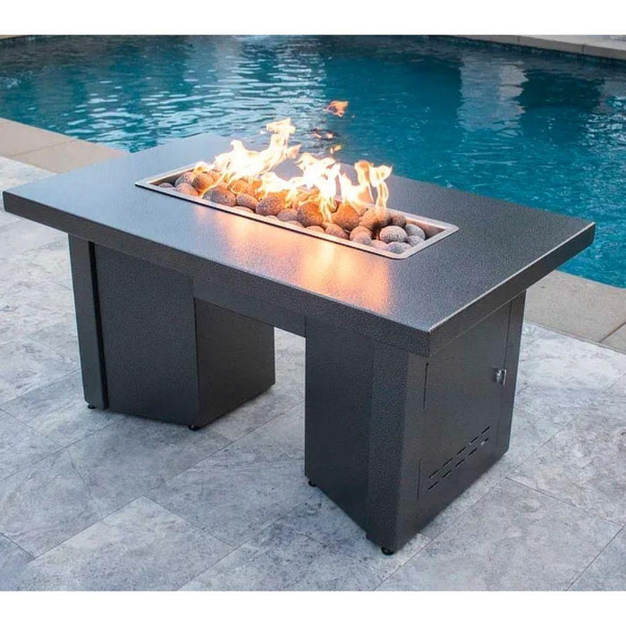 Top Fires Alameda 78-Inch Rectangular Steel Gas Fire Pit Table - Match Lit