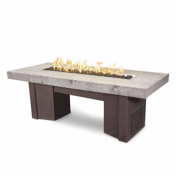 Top Fires Alameda 78-Inch Rectangular Wood Grain GFRC Gas Fire Pit Table - Match Lit