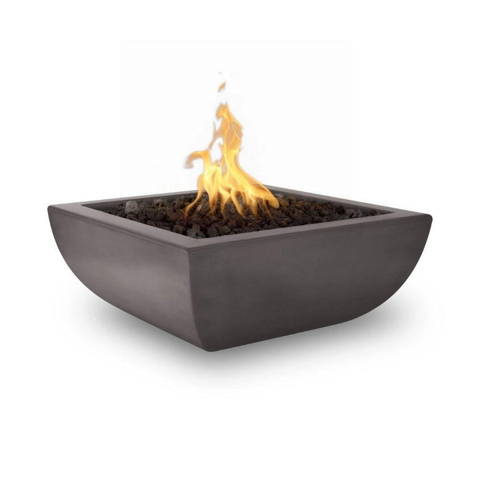 Top Fires Avalon 24-Inch Square Concrete Gas Fire Bowl - Match Lit