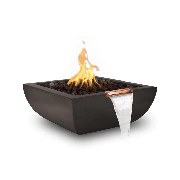 Top Fires Avalon 30-Inch Square Concrete Gas Fire and Water Bowl - Match Lit