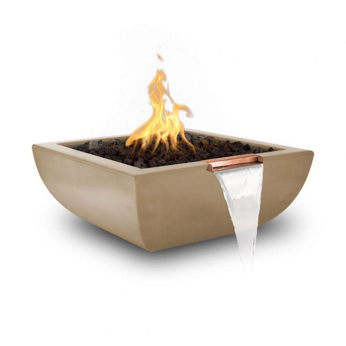 Top Fires Avalon 30-Inch Square Concrete Gas Fire and Water Bowl - Match Lit