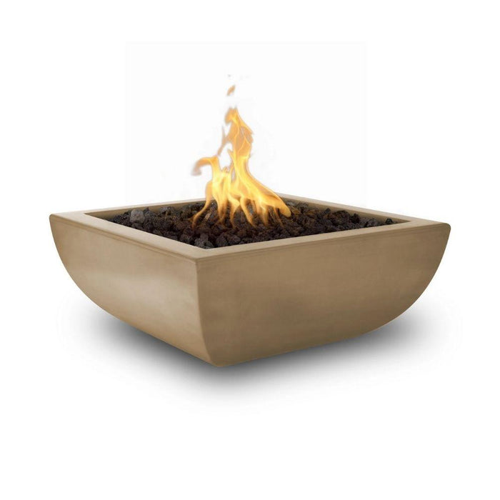 Top Fires Avalon 30-Inch Square Concrete Gas Fire Bowl - Match Lit