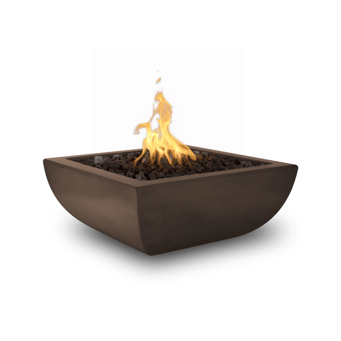 Top Fires Avalon 30-Inch Square Concrete Gas Fire Bowl - Match Lit