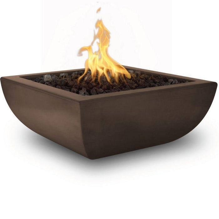 Top Fires Avalon 36-Inch Square Concrete Gas Fire Bowl - Match Lit