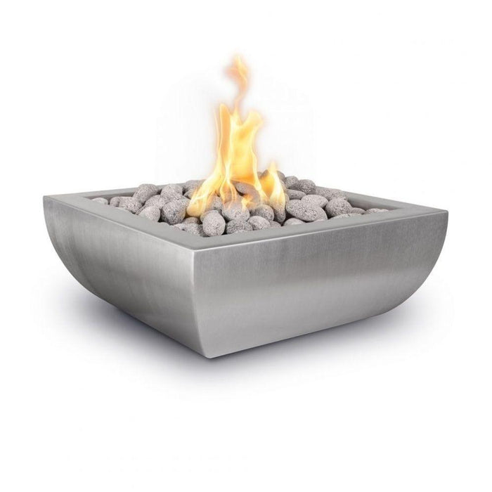 Top Fires Avalon Square Stainless Steel Gas Fire Bowl - Electronic