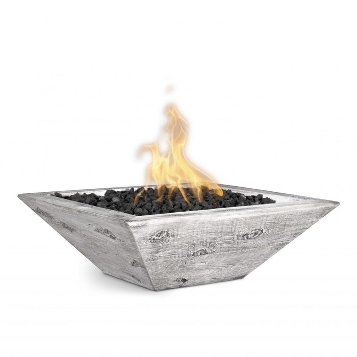 Top Fires Maya Square Wood Grain GFRC Gas Fire Bowl - Electronic