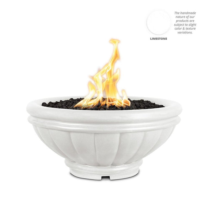 Top Fires Round Roma GFRC Gas Fire Bowl - Match Lit