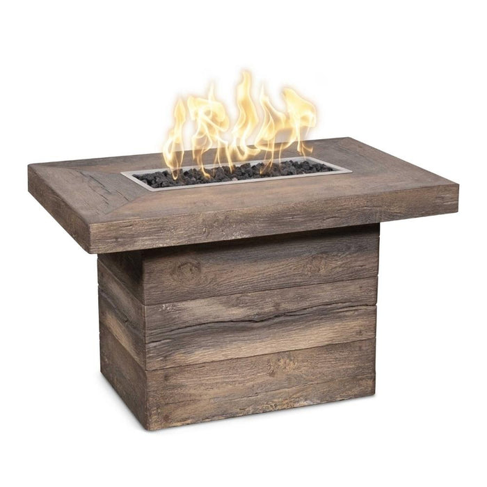 Top Fires Alberta 36-Inch Rectangular Wood Grain GFRC Gas Fire Pit Table - Electronic