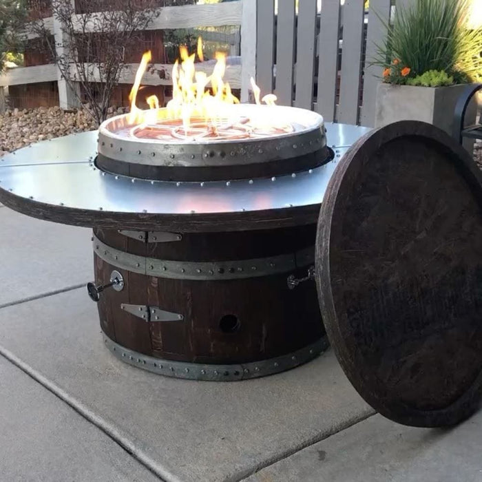 Wine Barrel Dude Coffee Table 46-Inch Wooden Gas Fire Pit Table